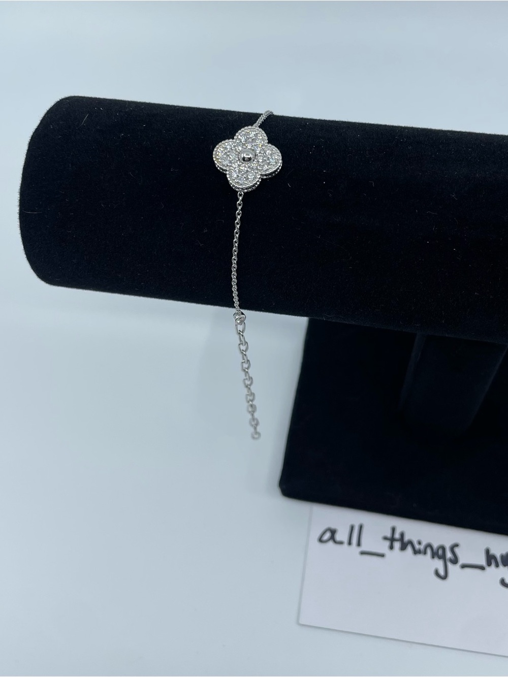1CT Lab Diamond Clover Bracelet Sterling Silver .925 Adjustable 7” Lobster Clasp